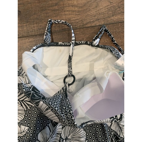 Kona Sol Ring Detail Medium Coverage One Piece Swimsuit Tropical Gray med 1020 - Picture 8 of 8